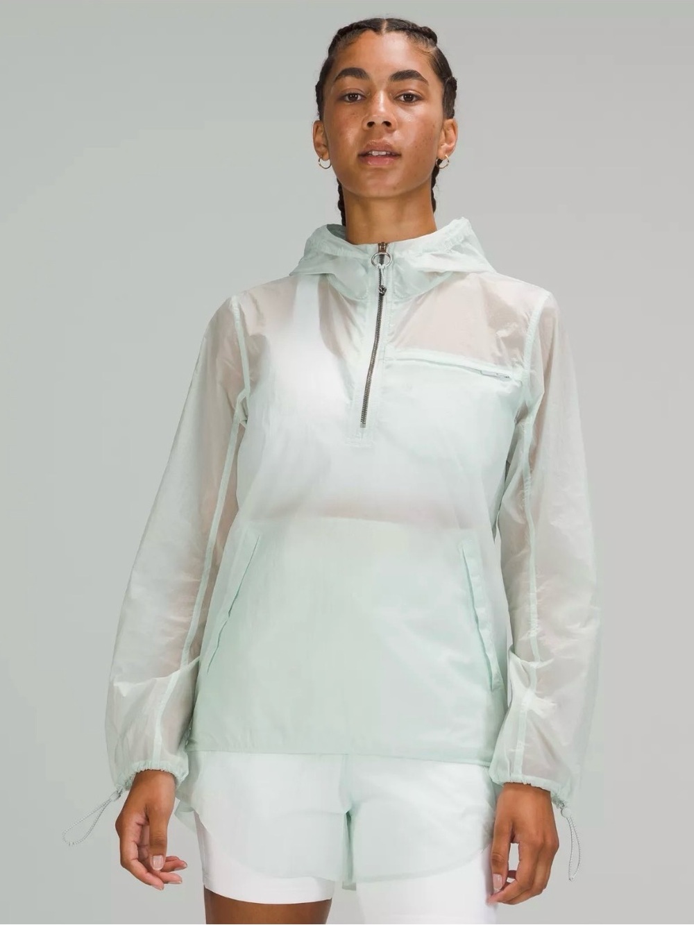 lululemon Step Out Anorak Ocean Air NOT WORN Mint Green Sheer Windbreaker Hoodie